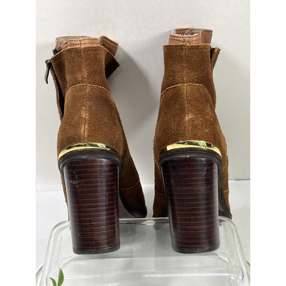 Zigi Girl Brown Suede Booties Boots Womens Size 9 Zip Snap Layer Toe Cap - Picture 7 of 16